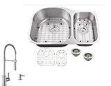 ms7030p7556、31 " x20 " x9 " 70 / 30オフセット18ゲージダブルボウルキッチンシンクステンレススチールと蛇口
