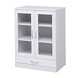 ガラス キャビネット ホワイト 幅58×奥行39×高さ82cm 96823