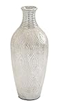 Benzara 37632テラコッタの花瓶、シルバー、ホワイト