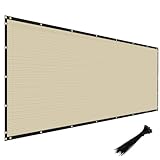 Windscreen4less プライバシーフェンススクリーン 高耐久 ウィンドスクリーン フェンシング メッシュ生地 シェード ネットカバー 真鍮グロメット付き 屋外の壁 庭 プール デッキ用 6フィートx281フィート ベージュ
