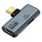 leizhan 2-in-1 Type-C 変換アダプタ USB 3.2 Type-C+PD100W 充電 デュアルポート変換アダプタ 10Gbps高速データ転送 OTG機能をサポート HDプロジェクタ、ハードドライブ、カードリーダー、キーボード、ヘッドセット、その他のType-Cデバイスに最適 - グレー