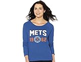 MLBニューヨークメッツレディースクルーネックスウェットシャツ、スモール、ロイヤル