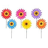 Flameer ひまわり　風車　6本　屋外遊具　ガーデン　芝生　装飾　36cm　カラフル　可愛い　高品質