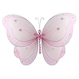 The Butterfly Grove Chloe Butterfly Decoration 3D Hanging Mesh Nylon Layered Decor, Pink Carnation, 