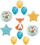 loonballoon Fox Woodland Animals Welcome Littleベビーシャワーパーティーマイラー&ラテックスバルーンセット