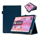 For ASUS Chromebook CM30 Detachable ケース 角度調整 上質PUレザー キズ防止 薄型 軽量 擦り傷防止 折り畳み 全面保護型 超薄型 ASUS Chromebook CM30 Detachable 10.5インチ専用 ケース カバー (ダークブルー)