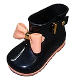 (ヤヌーク・ゴラ)Yanuku Go La キッズ 長靴 レインブーツ リボン 子供 女の子 (03黒 17.0cm)