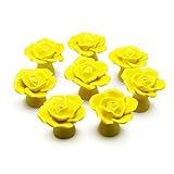 YDO(TM) Rose Knobs Ceramic Kitchen Cabinet Pull Handles 8pcs (Yellow) [並行輸入品]