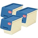 サンカ BROOKLYN ST シリーズ 収納 チェスト フラップストレージ 幅29 スリム 3個組 ブルー/アイボリー BKFS-S30BL/IV-3+K