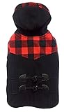 High quality Black Outdoor Dog Toggle Plaid Trim Coat