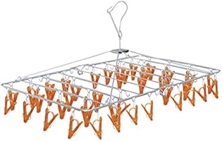 アイリスオーヤマ ピンチハンガー ステンレス デカポリカピンチ 44個付 クリアオレンジ PIH-44DP