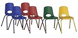 ECR4Kids School Stack Chair with Matching Powder Coated Legs/Ball Glides (6-Pack), 16-Inch, Assorted