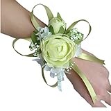 Arlai Girl Bridesウェディング手首コサージュブライズメイドパーティープロム手椿の花装飾、2パック diameter 1.96 inch グリーン bfm022-light green