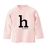 イニシャル 長袖 Tシャツ / ベビーサイズ [BT444] 90cm ライトピンク×ブラックロゴ 出産祝い 誕生日 プレゼント おしゃれな 名前入り ベビー服