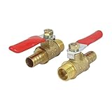 uxcell　ガスボールバルブ　コネクタ　レッドレバーハンドル　1/4BSPおネジ　10mm内径　2個入り