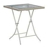 折りたたみガラステーブル　パラソル穴付き ホワイト