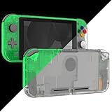eXtremeRate switch liteに対応用クリア素材のDIY互換するケースシェル、任天堂switchライトコントローラー修理キットハウジング/スクリーンフィルム付き、switchライトに対応用カスタムケースカバー【暗闇で光る-グリーン】
