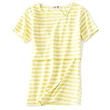 【Ani Mam Kids】マタニティ 半袖 レディース Tシャツ 授乳口 付 産前産後 ボーダー シャツ 授乳服 春 夏 (XL, イエロー)