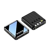 モバイルバッテリー 軽量 小型 10000mAh LEDライト付き 4本ケーブル内蔵 スマホ充電器 残量表示 携帯便利 旅行 出張 停電対策