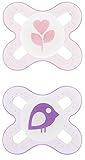 MAM Newborn Start Orthodontic Pacifier, Girl, 0+ Months, 2-Count (Designs May Vary) by MAM