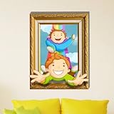 3dベビーキッズ部屋Cartoon Children Playing面白いゲーム壁デカール取り外し可能ペーパーステッカーアートDIY装飾^。
