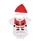 Ochine 赤ちゃん 新生児服 クリスマス サンタ コスチューム ロンパース 半袖 帽子付き ベービー 2PCs パジャマ 70 80 90 100