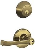 Schlage jc60 V Tor 609セキュリティ設定Single円柱デッドボルト、キー設定j54エントリTorinoレバー、アンティーク真鍮仕上げ