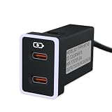 車用充電器 トヨタ USB C デュアルポート充電器 PD 3.0 Type C 急速充電 LEDライトショー付き スマートフォン、タブレットなどに対応 (ホワイト 1.3x0.9インチ)