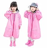 子供レインコート キッズ レインコート レインポンチョ ランドセル対応 無地 シンプル 可愛い 夜間視認 カラフル バイザー付 カッパ キッズレインウエア 子供雨具 通学 遠足 アウトドア 幼稚園 (