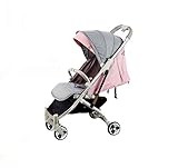 多機能のプッシャーベビーカー軽量折りたたみ四輪車のサンシェード車ショックプルーフフォーシーズンズトラベルエッセンシャル傘車カーボンスチールフレーム（ピンク）