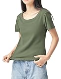 [INNIFER] Tシャツ レディース 半袖 綿 トップス 春 夏 クルーネック Uネック 無地 アンダーシャツ シンプル 通気性 柔らかい M~XL