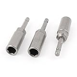 80mmx11mmメタルドライバードリル六角ナットドライバ用ソケットビット3PCSグレー