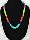 Silli Me Jewels: Radiance - 31 Teething - Nursing Necklace with a Mix of Metallic Turquoise, Brown, 