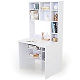 デスク 机 パソコンデスク 木製 大容量 収納 本棚 足元収納 コンセント 2口 幅85 ホワイト