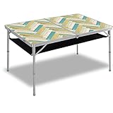 FIELDOOR 収納式 アルミレジャーテーブル 【ヘリンボーン】 パラソル用穴なしタイプ 幅120cm×奥行80cm×高さ70cm テーブルのみ 高さ調節2段階