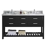 Virtu USA md-2260-wmro-es-002 Caroline Estate 60 "ダブルバスルームVanity with Marble andラウンドシンク上部をポリッシュクローム蛇