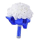AWHAO　ウェディング ブーケ バラ 造花 結婚式 花束 花嫁 豪華 フラワーガール ローズ　５色
