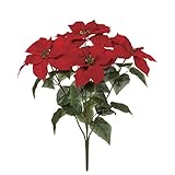 MAGIQ 東京堂 クリスマス 上質な 造花 メリル ポインセチアブッシュ5輪  #レッド FX003902