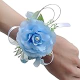 Arlai手首コサージュリストバンドバラ手首コサージュプロム、ウェディング、パーティー、 diameter 2.55 inch ブルー bfm043-light blue