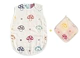 hannah 6重ガーゼ ベビー スリーパー 冷え対策 熟睡 寒くない (M (ベビー), きのこ柄)