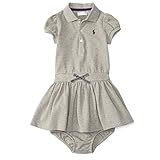 RALPH LAUREN (ラルフローレン)女の子用ポニー刺繍入りリボン付き半袖ワンピース（ブルマ付き） (24months（身長約85-90cm）, ヘザーグレー) [並行輸入品]