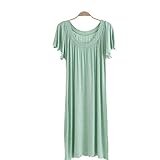 Spinas（スピナス) 着心地バツグン フレアスリーブ 半袖 ルームウェア タック入り 爽やか ロング丈 マタニティパジャマ ワンピース 4色