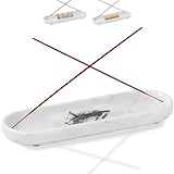 FasolaHome お香ホルダー 天然大理石香炉 瞑想用お香スティックホルダー 10.6インチ アッシュキャッチャー (ホワイト)