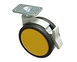 ハイロジック フレスコキャスター75mm プレート・ストップ付 イエロー