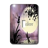 3dRose LLC lsp_35696_1 Believe, Fairy with Dragonflies with Moon And Purple Sky, Single Toggle Switc