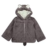 F's MAUMU ふわもこ ファー かわいい ベビー 幼児 子供服 フード 秋 冬 ベビー服 キッズ服 ウサギの耳 くま 上着 コート アウター (110, グレー)