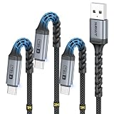 SUNGUY USB C ケーブル 3本セット【1M+1M+2M】超耐久曲げ保護 USB-A to USB-C 最大18W急速充電 タイプc ケーブル ナイロン編み USB2.0データ転送 iPhone17/16/15シリーズ、Galaxy S25/S24、Google Pixel、Xperiaその他Type-C機器対応 グレー