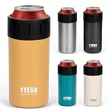 TYESO タンブラー 缶ホルダー 保冷 ペットボトル 保温 保冷缶ホルダー 500ml 缶用 滑り止め 真空断熱 (イエロー, 500ml)