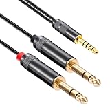 gotor 4.4mm 6.35mm オーディオケーブル 4.4mmオス→2 6.35mmオス バランスケーブル 6N OFC 金メッキ デュアル6.35mm 1/4インチ TRSプラグジャック ステレオアダプター