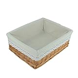 RURALITY Rectangular Wicker Woven Storage Basket with Liner,Large by Rurality